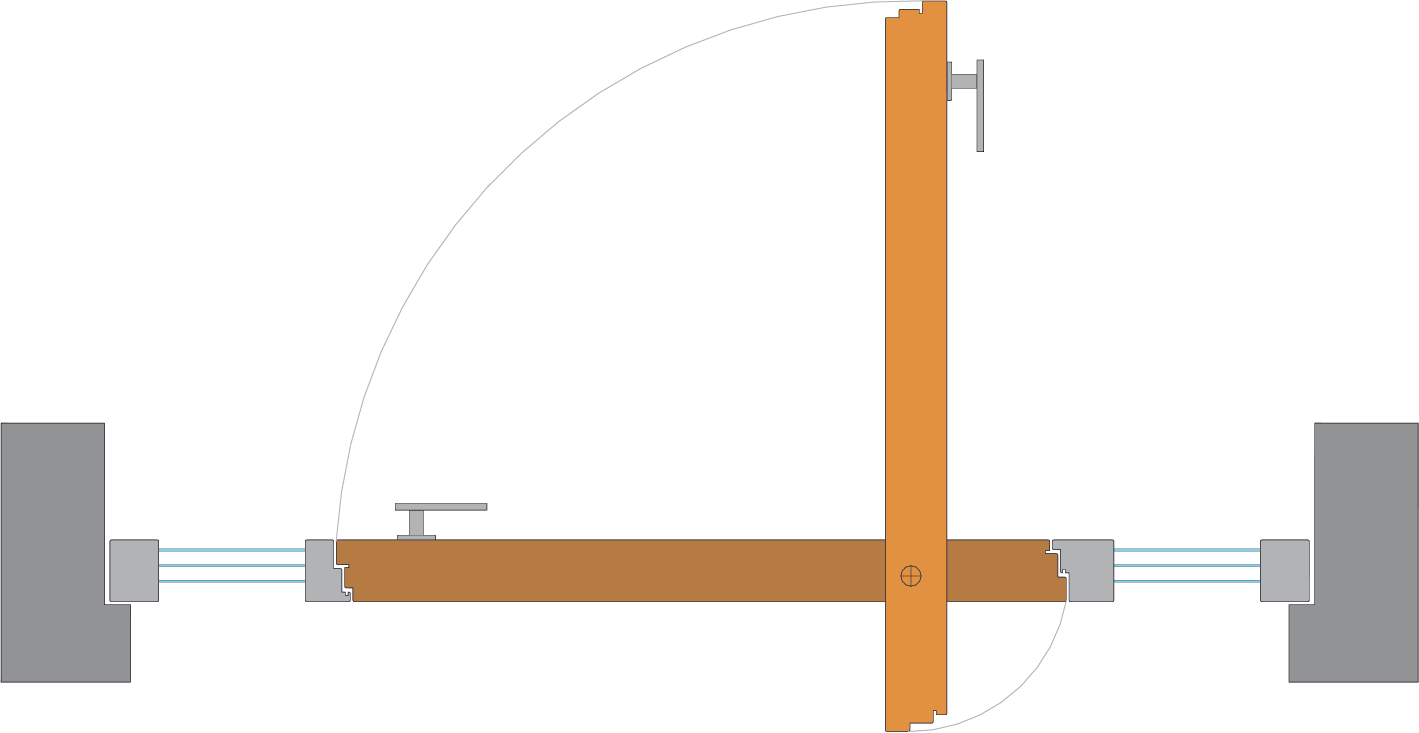 Eine schematische Zeichnung eines mechanischen Systems mit drehbarer Achse.